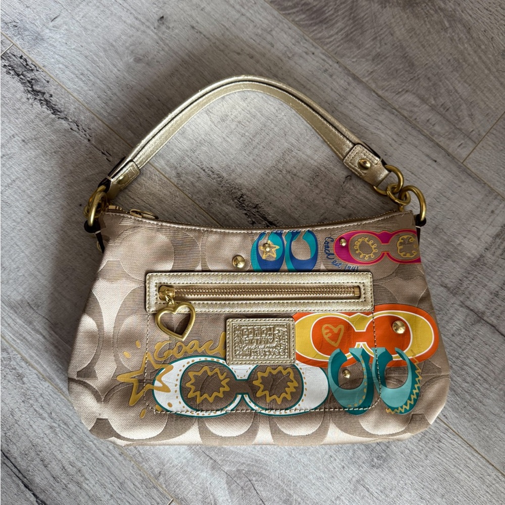 RARE Y2K Coach Signature Monogram & Multicolor Graffiti Poppy Shoulder